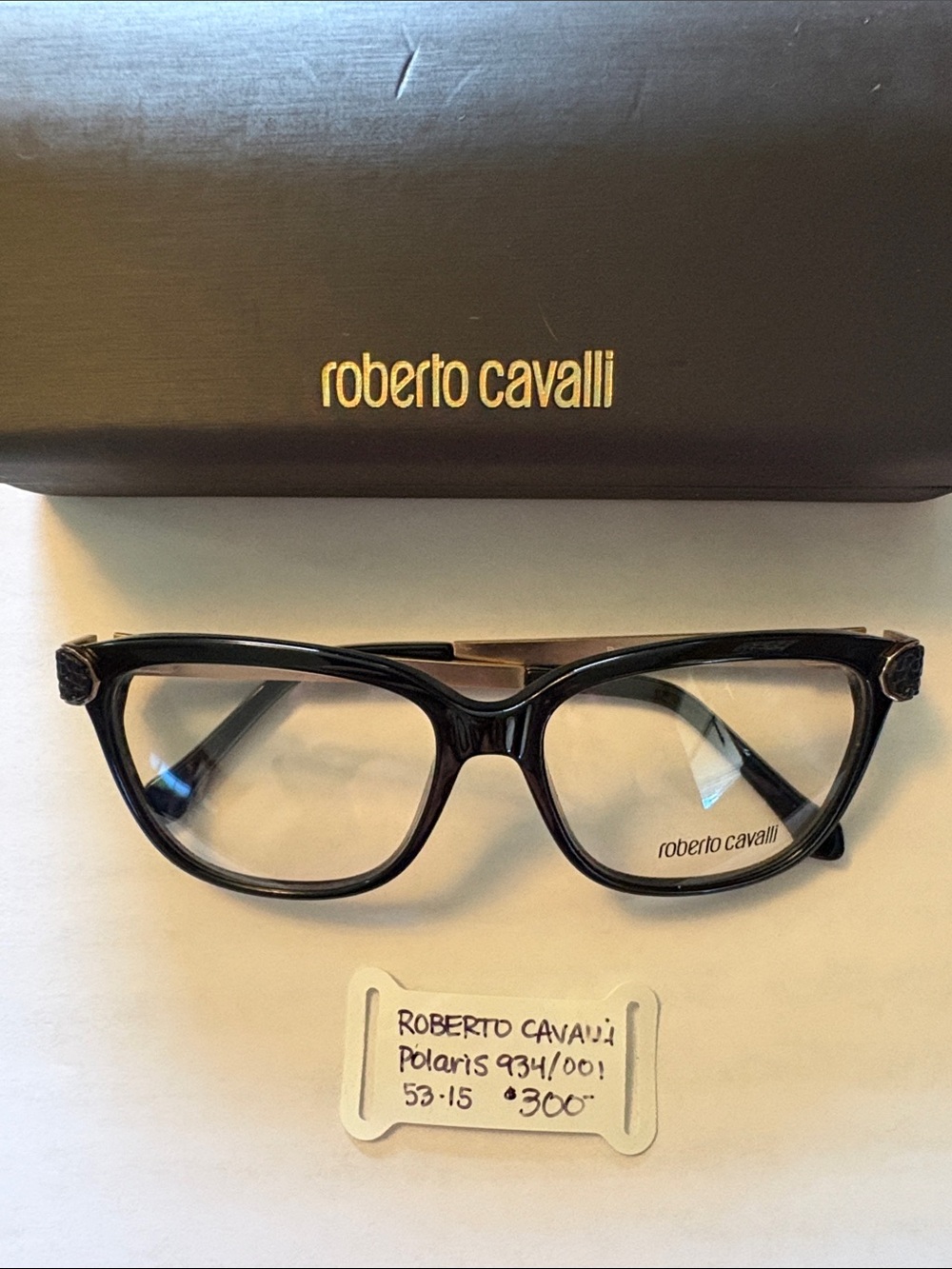Roberto Cavalli Black Glossy Cat-Eye Optical Frames